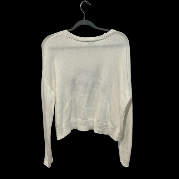 Z supply white cotton Bon Voyage crewneck embroidered sweater size Large - Picture 3 of 8